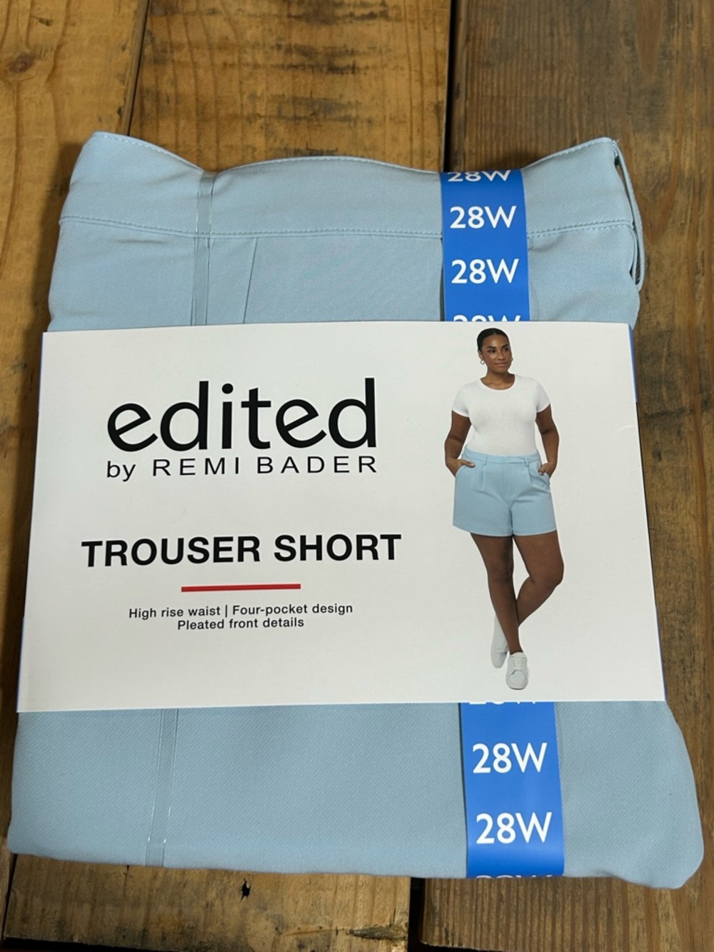 Edited by Remi Bader High-Waist Trouser Short in Light Blue - 28W